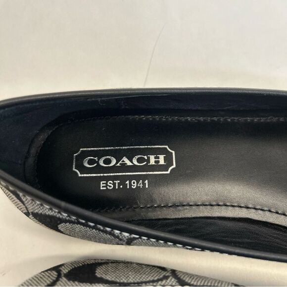 Coach Signature Logo Cindie A2031 Flats Women’s size 7.5 Black White Bow - Picture 4 of 10